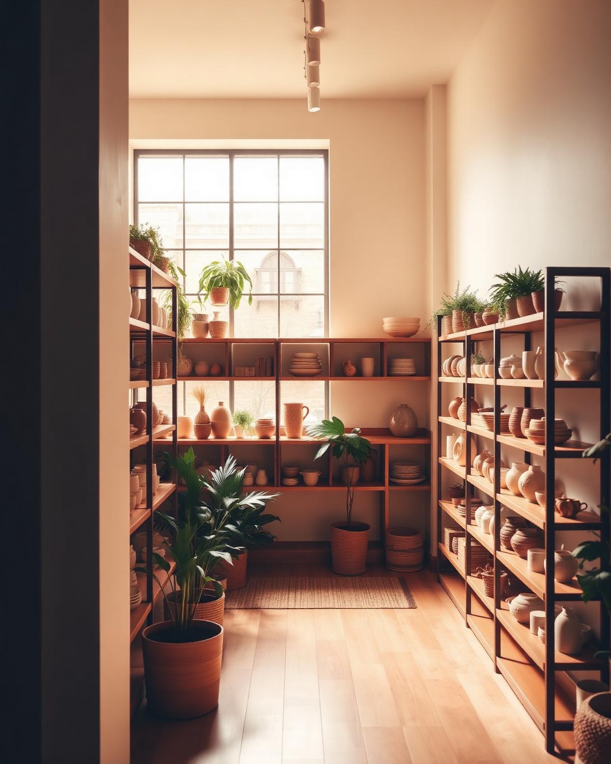 Innenansicht des Ladens mit Regalen